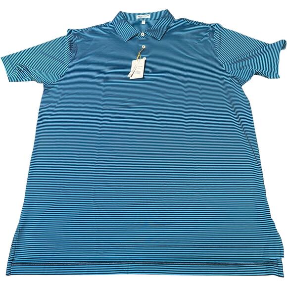 PETER MILLAR Summer Comfort XL Blue Navy Striped Polo Golf Shirt NWT - Picture 1 of 6
